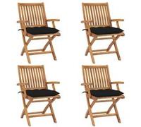 vidaXL Chaises pliables de jardin avec coussins 4 pcs Teck solide G