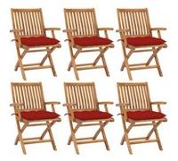 vidaXL Chaises de jardin pliantes avec coussins 6 pcs. Bois massif teck