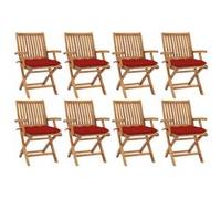 vidaXL Chaises pliables de jardin avec coussins 8 pcs Teck solide