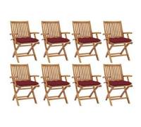 vidaXL Chaises pliables de jardin avec coussins 8 pcs Teck solide