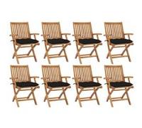 vidaXL Chaises de jardin pliantes avec coussins 8 pcs. Bois massif teck
