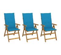 vidaXL Chaises pliables de jardin avec coussins - Acacia massif bleu lot de 3
