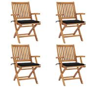 vidaXL Chaises de jardin pliantes avec coussins 4 pcs. Bois massif teck