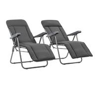vidaXL Chaises pliables de jardin et coussins - Gris