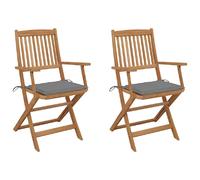 vidaXL Chaises pliables de jardin lot de 2 avec coussins