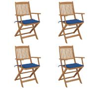 vidaXL Chaises pliables de jardin lot de 4 avec coussins Bois d'acacia