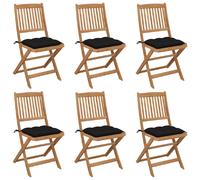 vidaXL Chaises pliables de jardin lot de 6 - Noir