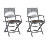 Vidaxl Chaises Pliables D'extérieur 2 Pcs Avec Coussins Bois D'acacia