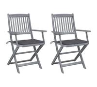 Vidaxl Chaises Pliables D'extérieur 2 Pcs Avec Coussins Bois D'acacia