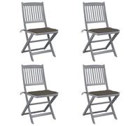 Vidaxl Chaises Pliables D'extérieur 4 Pcs Avec Coussins Bois D'acacia