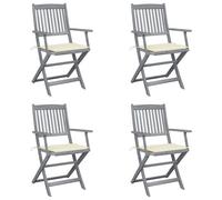 Vidaxl Chaises Pliables D'extérieur 4 Pcs Avec Coussins Bois D'acacia