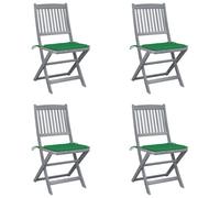 Vidaxl Chaises Pliables D'extérieur 4 Pcs Avec Coussins Bois D'acacia