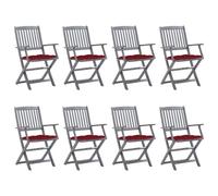 Vidaxl Chaises Pliables D'extérieur 8 Pcs Avec Coussins Bois D'acacia
