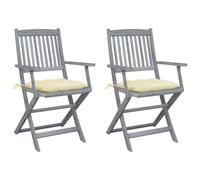 Vidaxl Chaises Pliables D'extérieur Lot De 2 Et Coussins Bois D'acacia