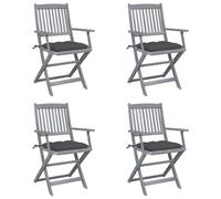 Vidaxl Chaises Pliables D'extérieur Lot De 4 Et Coussins Bois D'acacia