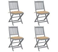 Vidaxl Chaises Pliables D'extérieur Lot De 4 Et Coussins Bois D'acacia