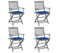 vidaXL Chaises pliables d'extérieur lot de 4 et coussins Bois d'acacia