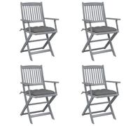 Vidaxl Chaises Pliables D'extérieur Lot De 4 Et Coussins Bois D'acacia