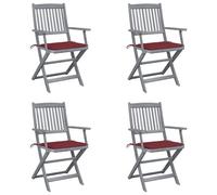Vidaxl Chaises Pliables D'extérieur Lot De 4 Et Coussins Bois D'acacia