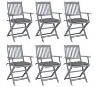 Vidaxl Chaises Pliables D'extérieur Lot De 6 Et Coussins Bois D'acacia