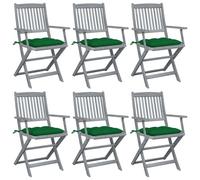 Vidaxl Chaises Pliables D'extérieur Lot De 6 Et Coussins Bois D'acacia