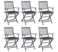 Vidaxl Chaises Pliables D'extérieur Lot De 6 Et Coussins Bois D'acacia