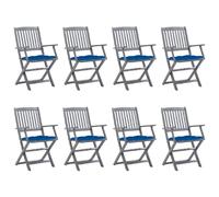 vidaXL Klappbare Gartenstühle 8 Stk. mit Kissen Massivholz Akazie