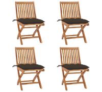 vidaXL Chaises pliables jardin 4 pcs - Teck solide