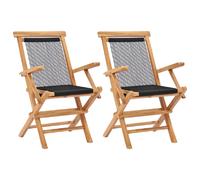 vidaXL Chaises pliables jardin Bois teck et corde - Lot de 2