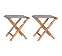 vidaXL Chaises pliables lot de 2 Bois teck solide et tissu Gris foncé