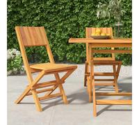 vidaXL Chaises pliantes de jardin - Lot de 2 - Teck massif