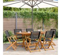 vidaXL Chaises pliantes de jardin - Poly rotin et bois noir lot de 6
