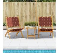 vidaXL Chaises de jardin pliantes lot de 2 – Bois massif d'acacia, tissu rouge