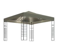 vidaXL Chapiteau avec guirlande lumineuse à LED 3x3 m Taupe