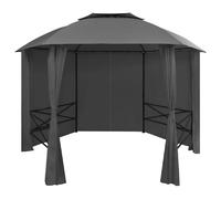 vidaXL Pavillon de jardin avec rideaux Hexagonal 360x265 cm