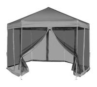 vidaXL Chapiteau Pliable Hexagonal avec 6 Parois Latérales Gris Tente Pavillon 42111