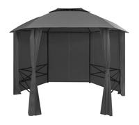 vidaXL Pavillon de jardin hexagonal 360 x 265 cm avec rideaux