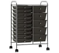 vidaXL Chariot à tiroirs XXL avec 15 tiroirs noir plastique