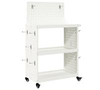 vidaXL Chariot à outils avec étagère avec roue avec stockage Blanc 65 x 35 x 111 cm Métal