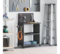 vidaXL Chariot à outils avec étagère avec roue avec stockage Noir 65 x 35 x 111 cm Métal