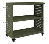 vidaXL Chariot à outils avec étagère avec roue avec stockage Vert olive 75 x 35 x 73 cm