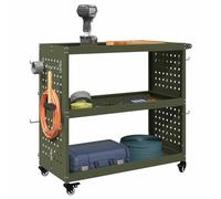 vidaXL Chariot à Outils avec étagère Vert Olive 75 x 35 x 73 cm