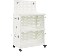 vidaXL Chariot à outils avec roue Blanc 65 x 35 x 111 cm Acier laminé à froid