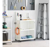 vidaXL Chariot à outils avec roue Blanc 65 x 35 x 111 cm Acier laminé à froid