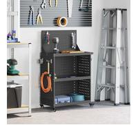 vidaXL Chariot à outils Noir 65 x 35 x 111 cm Acier laminé à froid