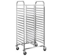 vidaXL Chariot à plateaux 32 bacs GN 75x55x162,5 cm acier inoxydable