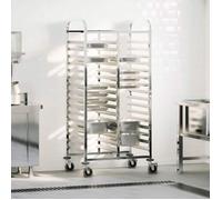 vidaXL Chariot à plateaux 32 bacs GN 75x55x162,5 cm acier inoxydable