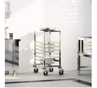 vidaXL Chariot à Plateaux 6 bacs GN 39x55x87 cm Acier Inoxydable, Support à Plateaux, Chariot de Boulangerie, Support à moules à Petits Pains
