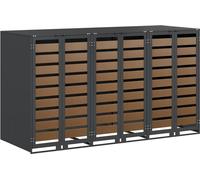 vidaXL Chariot à poubelles pour 3 poubelles, en acier, anthracite