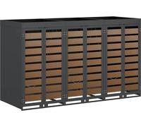 vidaXL Chariot à poubelles pour 3 poubelles, en acier, anthracite